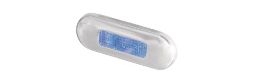 Oblong courtesy LED lampe de marche bleu - 12 - 24V inox poli